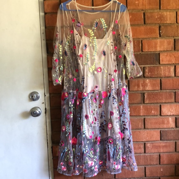 FREE PEOPLE Stunning Embroidered Mesh Maxi Dress - Picture 4 of 10